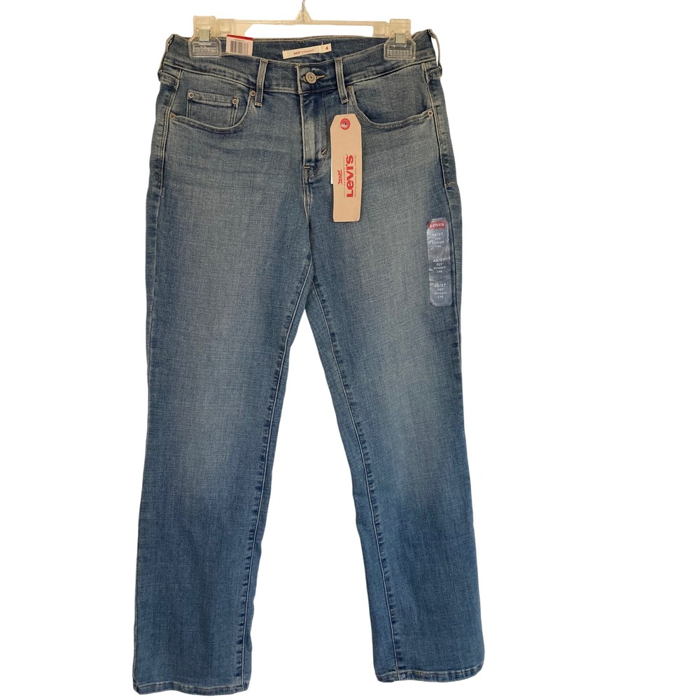 Levis 505 Straight Leg Jeans Womens 4S W27 L30 Blue Medium Wash Mid Rise Denim